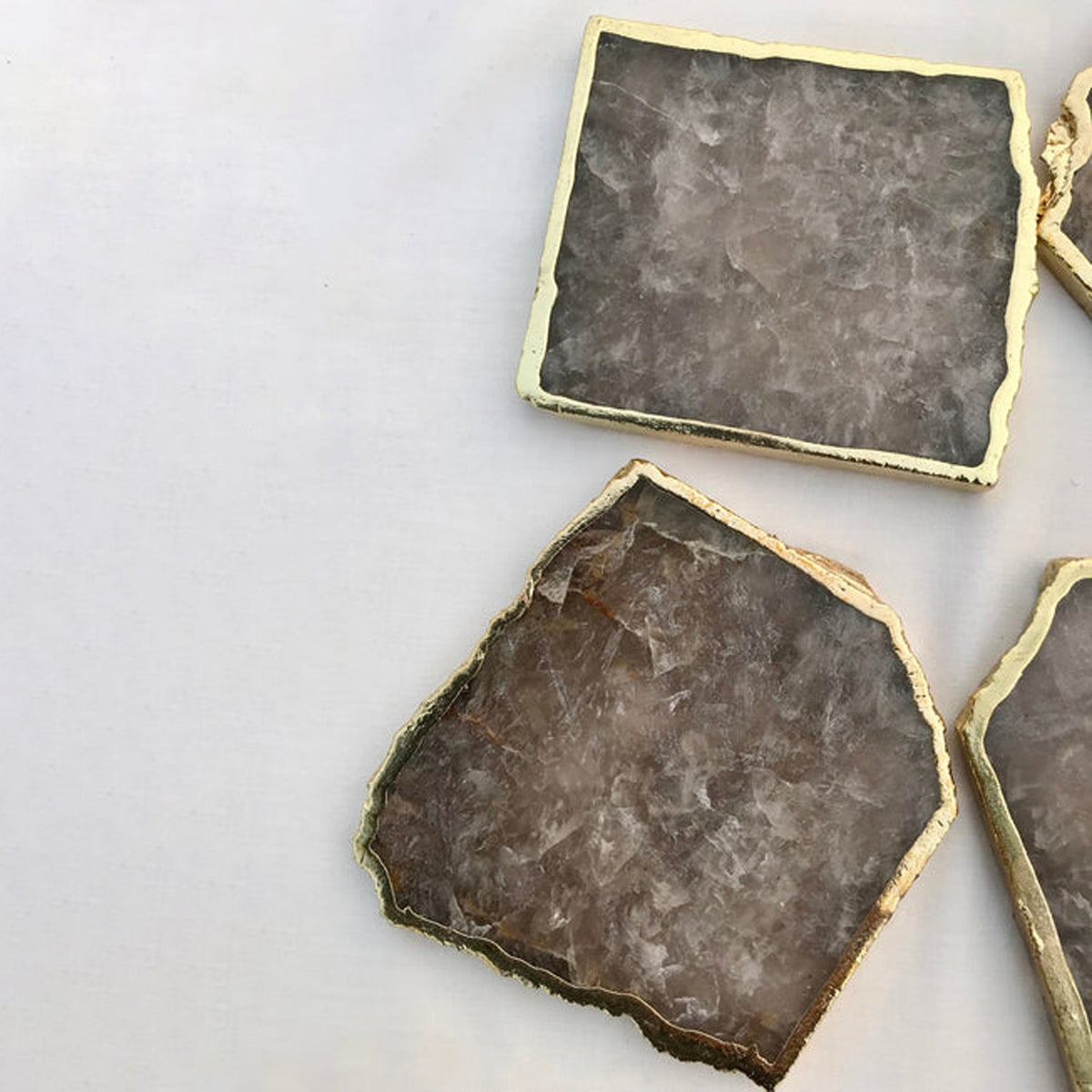 Smoky Gray Aventurine Natural Edge Coasters – Set of 4