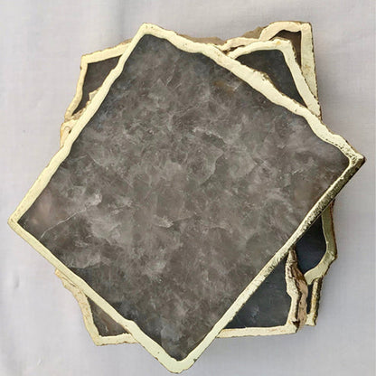 Smoky Gray Aventurine Natural Edge Coasters – Set of 4