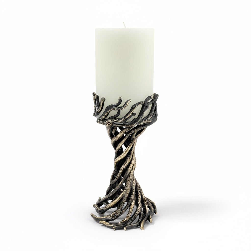 Bark Sculptural Pillar Candle Holder
