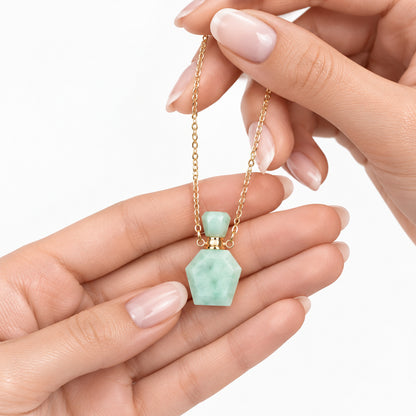 24K Gold-Plated Amazonite Crystal Aromatherapy Bottle Pendant