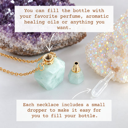 24K Gold-Plated Amazonite Crystal Aromatherapy Bottle Pendant
