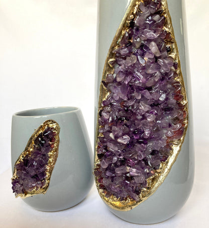Set of 2 Gray Ceramic Vases