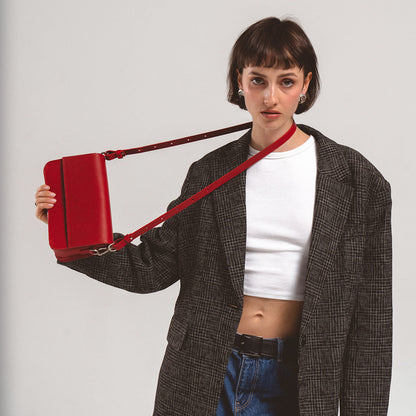 Leather Shoulder Bag - Curie  (Camel)-2